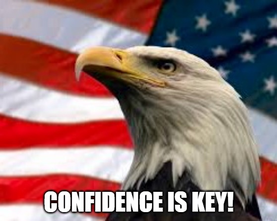 BE ALL YOU CAN | CONFIDENCE IS KEY! | image tagged in murica patriotic eagle | made w/ Imgflip meme maker