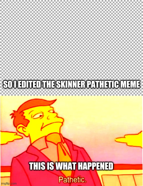 SO I EDITED THE SKINNER PATHETIC MEME; THIS IS WHAT HAPPENED | image tagged in free | made w/ Imgflip meme maker