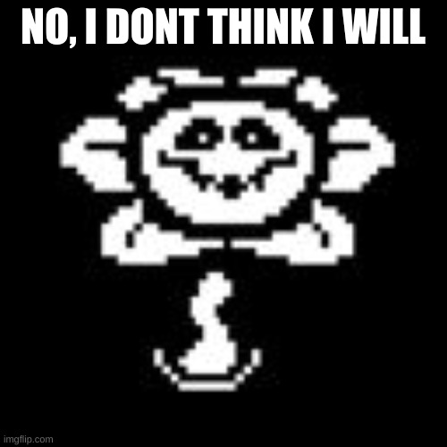 Flowey | NO, I DONT THINK I WILL | image tagged in flowey | made w/ Imgflip meme maker