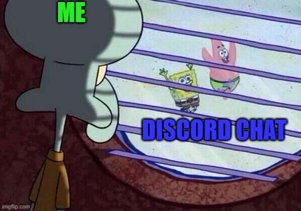 Squidward window | ME; DISCORD CHAT | image tagged in squidward window | made w/ Imgflip meme maker