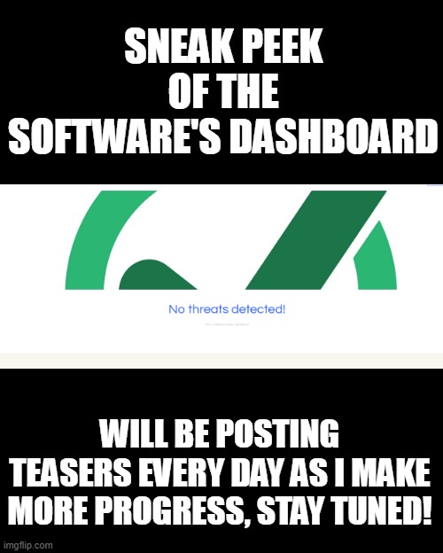 SNEAK PEEK OF THE SOFTWARE'S DASHBOARD; WILL BE POSTING TEASERS EVERY DAY AS I MAKE MORE PROGRESS, STAY TUNED! | made w/ Imgflip meme maker
