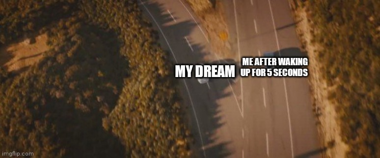 Goodbye dream | ME AFTER WAKING UP FOR 5 SECONDS; MY DREAM | image tagged in fast and furios ending,goodbye,memes | made w/ Imgflip meme maker