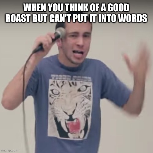 Tyler Joseph | WHEN YOU THINK OF A GOOD ROAST BUT CAN’T PUT IT INTO WORDS | image tagged in tyler joseph | made w/ Imgflip meme maker