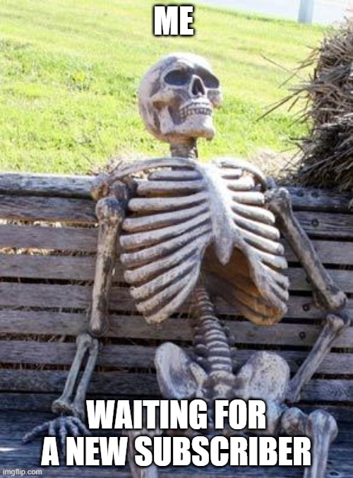 Waiting Skeleton Meme | ME; WAITING FOR A NEW SUBSCRIBER | image tagged in memes,waiting skeleton | made w/ Imgflip meme maker