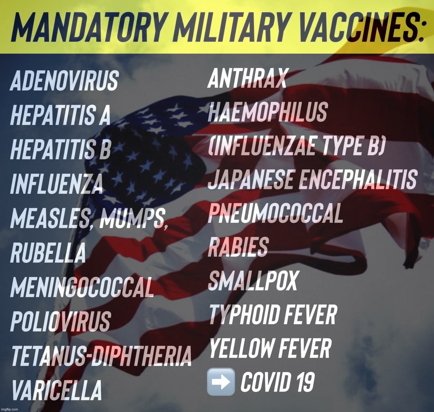 Mandatory military vaccines | image tagged in mandatory military vaccines | made w/ Imgflip meme maker