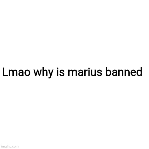 Blank Transparent Square | Lmao why is marius banned | image tagged in memes,blank transparent square | made w/ Imgflip meme maker