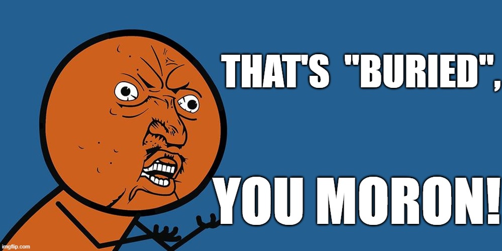 THAT'S  "BURIED", YOU MORON! | made w/ Imgflip meme maker