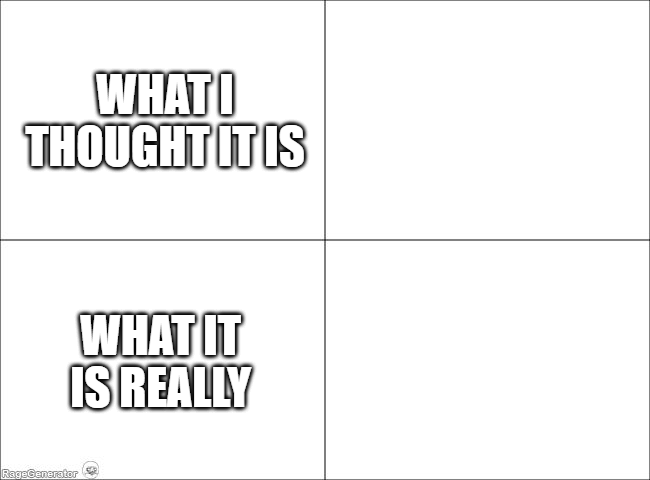High Quality WHAT I THOUGHT VS WHAT IT IS REALLY Blank Meme Template