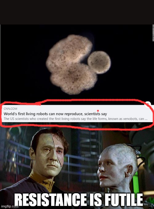 RESISTANCE IS FUTILE | image tagged in star trek,borg,science | made w/ Imgflip meme maker