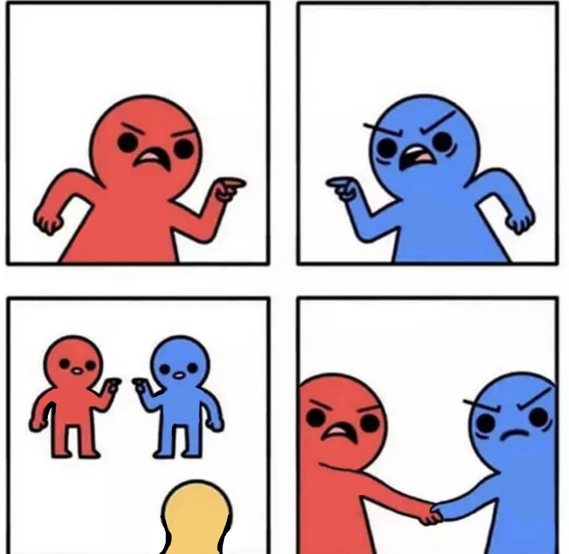 Red and blue stickman Blank Meme Template