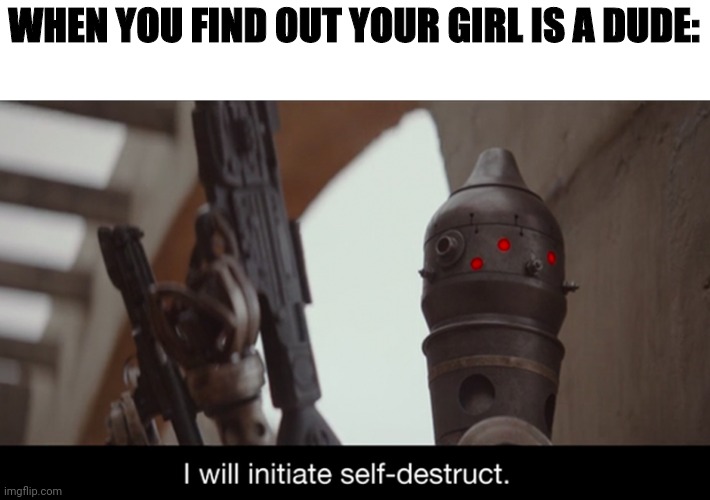 I Will Initiate Self-Destruct | WHEN YOU FIND OUT YOUR GIRL IS A DUDE: | image tagged in i will initiate self-destruct | made w/ Imgflip meme maker