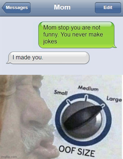 ohof | image tagged in oof size large,mom,text messages,roast | made w/ Imgflip meme maker
