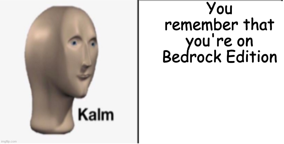 Just Kalm. | You remember that you're on Bedrock Edition | image tagged in just kalm | made w/ Imgflip meme maker