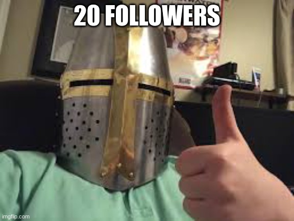 YEAHH | 20 FOLLOWERS | image tagged in thumbs up crusader | made w/ Imgflip meme maker