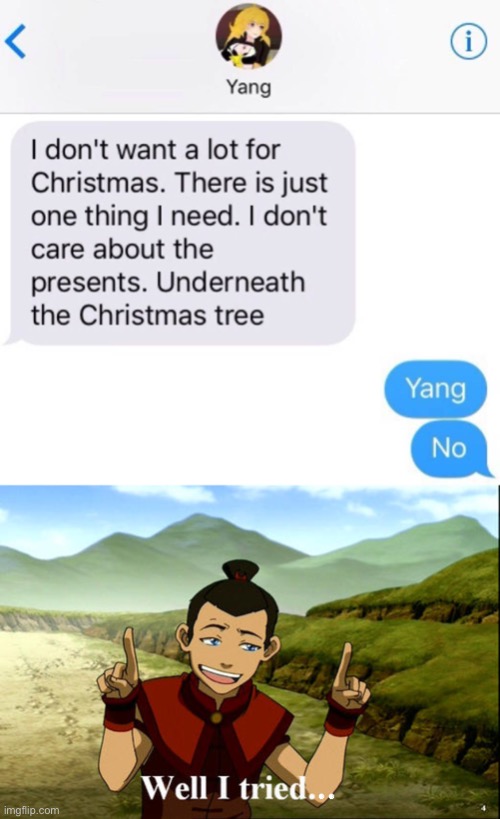 oof for yang lol | .. | image tagged in well i tried,oof size,christmas,all i want for christmas is you,mariah carey,funny texts | made w/ Imgflip meme maker