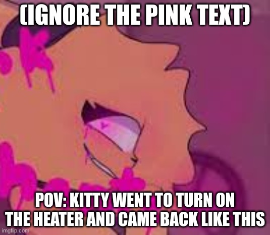 e | (IGNORE THE PINK TEXT); POV: KITTY WENT TO TURN ON THE HEATER AND CAME BACK LIKE THIS | made w/ Imgflip meme maker