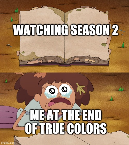 Amphibia sad :( | WATCHING SEASON 2; ME AT THE END OF TRUE COLORS | image tagged in amphibia sad | made w/ Imgflip meme maker