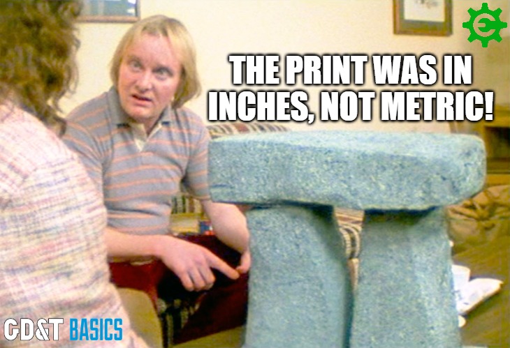 We can still use it though, right? | THE PRINT WAS IN INCHES, NOT METRIC! | image tagged in manufacturing,design,mechanical | made w/ Imgflip meme maker