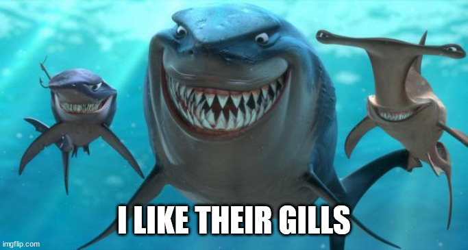 Fish are friends not food | I LIKE THEIR GILLS | image tagged in fish are friends not food | made w/ Imgflip meme maker