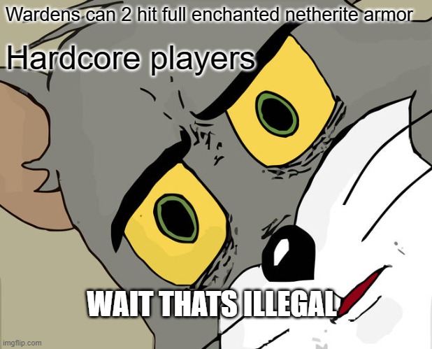 warden | Wardens can 2 hit full enchanted netherite armor; Hardcore players; WAIT THATS ILLEGAL | image tagged in memes,unsettled tom | made w/ Imgflip meme maker