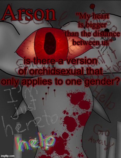 i think i'm orchidsexual but only to guys | is there a version of orchidsexual that only applies to one gender? | image tagged in arson's announcement temp | made w/ Imgflip meme maker