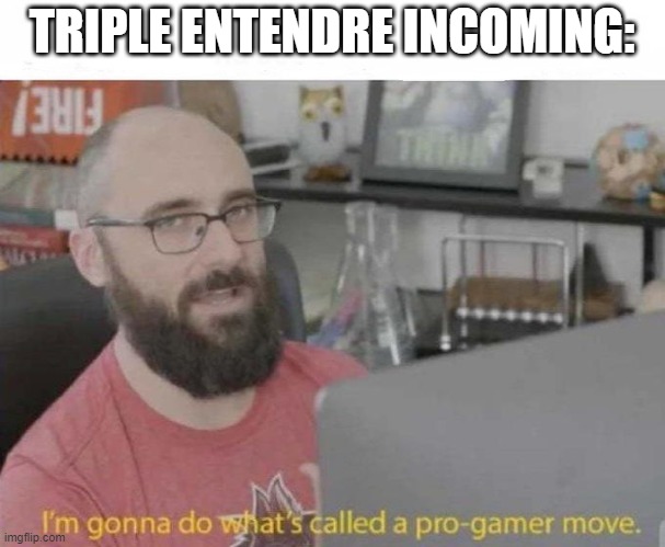 Pro Gamer move | TRIPLE ENTENDRE INCOMING: | image tagged in pro gamer move | made w/ Imgflip meme maker