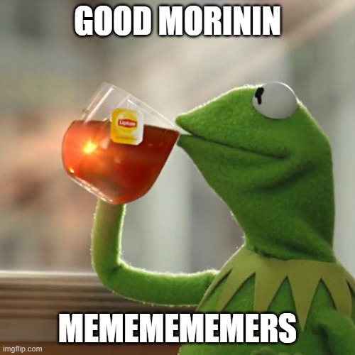 morning | GOOD MORININ; MEMEMEMEMERS | image tagged in memes,but that's none of my business,kermit the frog | made w/ Imgflip meme maker