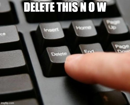 Delete | DELETE THIS N O W | image tagged in delete | made w/ Imgflip meme maker