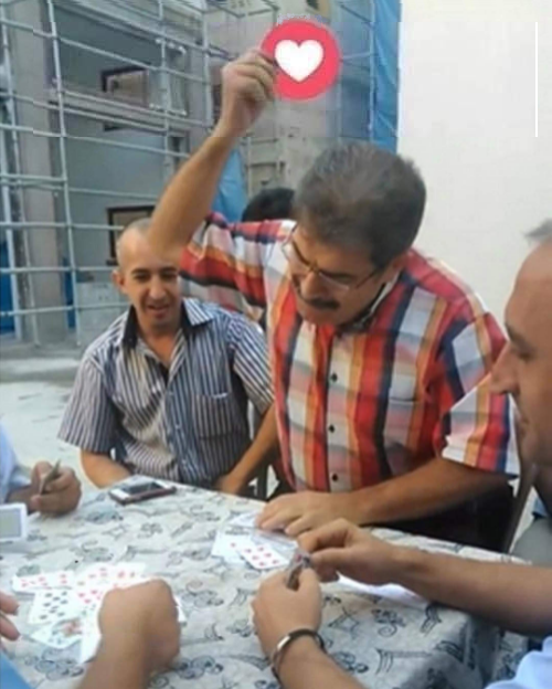 TURKISH MAN PLAYING CARDS THROWS A LOVE REACT Blank Meme Template