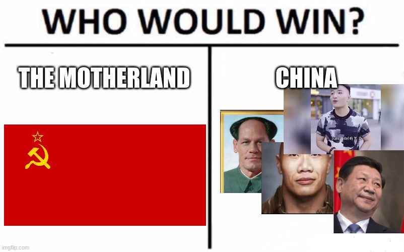Who Would Win? | THE MOTHERLAND; CHINA | image tagged in memes,who would win | made w/ Imgflip meme maker