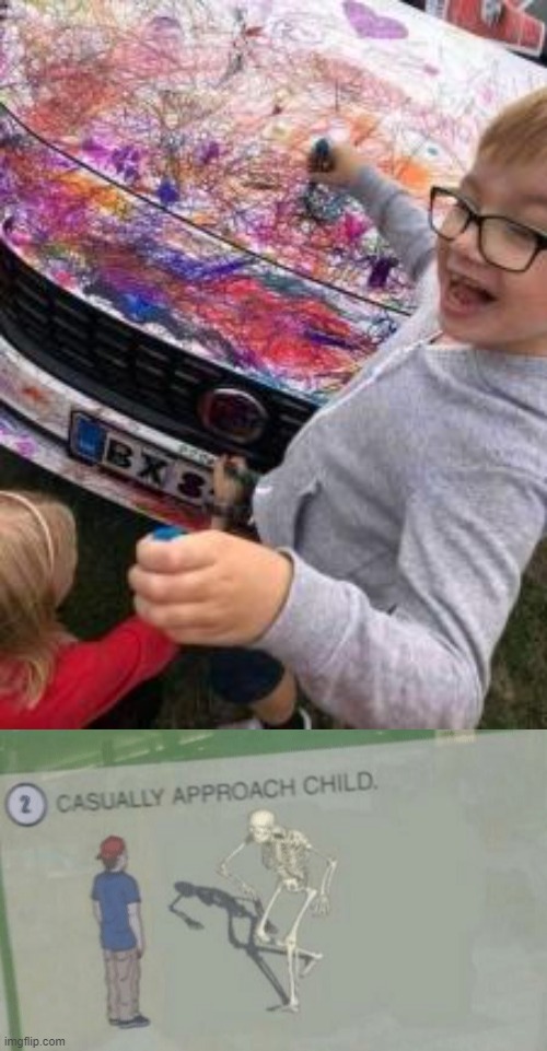 F | image tagged in casually approach child,memes | made w/ Imgflip meme maker