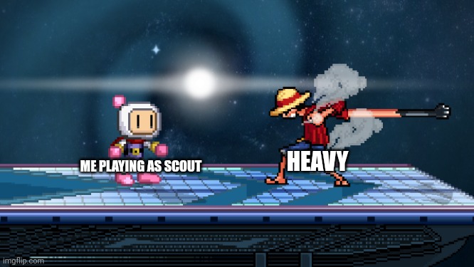 ssf2 | ME PLAYING AS SCOUT; HEAVY | image tagged in ssf2 | made w/ Imgflip meme maker