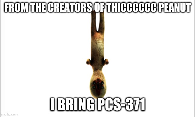 pcs-371(Mod note: ITS TIME TO STOP) | FROM THE CREATORS OF THICCCCCC PEANUT; I BRING PCS-371 | image tagged in white background | made w/ Imgflip meme maker