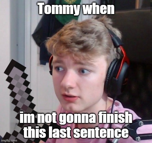n o | Tommy when; im not gonna finish this last sentence | image tagged in tommyinnit | made w/ Imgflip meme maker