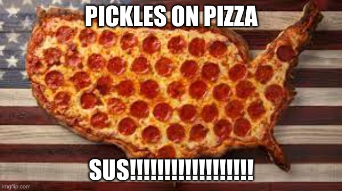 pickles on pizza | PICKLES ON PIZZA; SUS!!!!!!!!!!!!!!!!!! | made w/ Imgflip meme maker