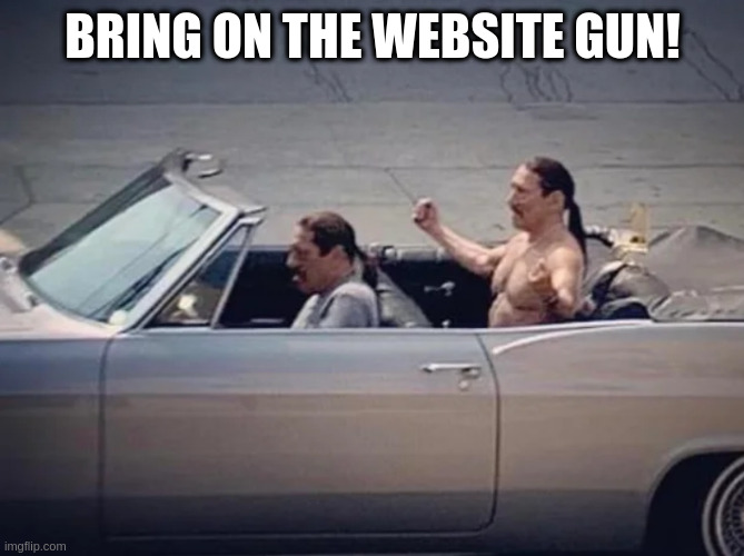 Irony | BRING ON THE WEBSITE GUN! | image tagged in irony | made w/ Imgflip meme maker