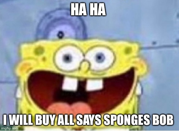 God dammit | HA HA; I WILL BUY ALL SAYS SPONGES BOB | image tagged in god dammit | made w/ Imgflip meme maker