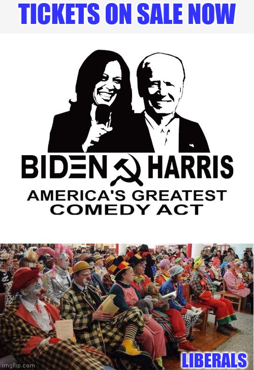 Biden/Harris show hits the road | TICKETS ON SALE NOW; LIBERALS | image tagged in sad joe biden,kamala harris,democratic party | made w/ Imgflip meme maker