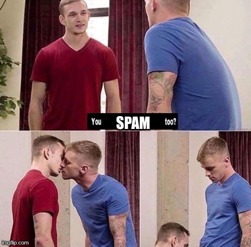 Gay Guys You too | SPAM | image tagged in gay guys you too | made w/ Imgflip meme maker
