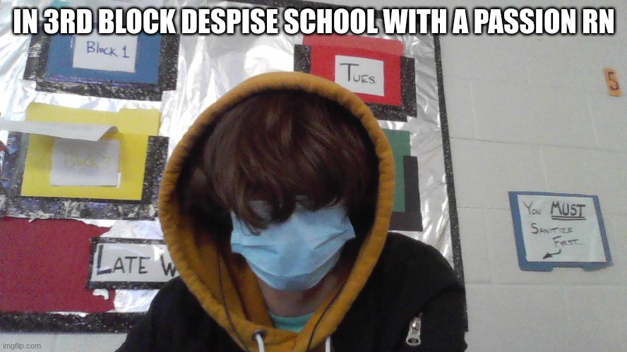 mood: wanna watch the world burn while i make smores | IN 3RD BLOCK DESPISE SCHOOL WITH A PASSION RN | made w/ Imgflip meme maker