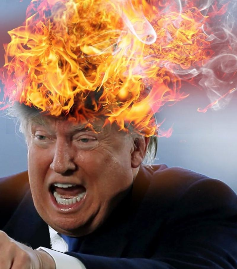 Trump hair on fire liar narcissist infantile angry Blank Meme Template