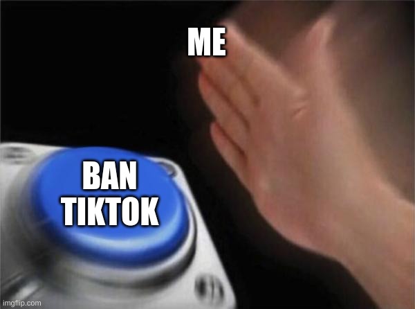 :D | ME; BAN TIKTOK | image tagged in memes,blank nut button | made w/ Imgflip meme maker