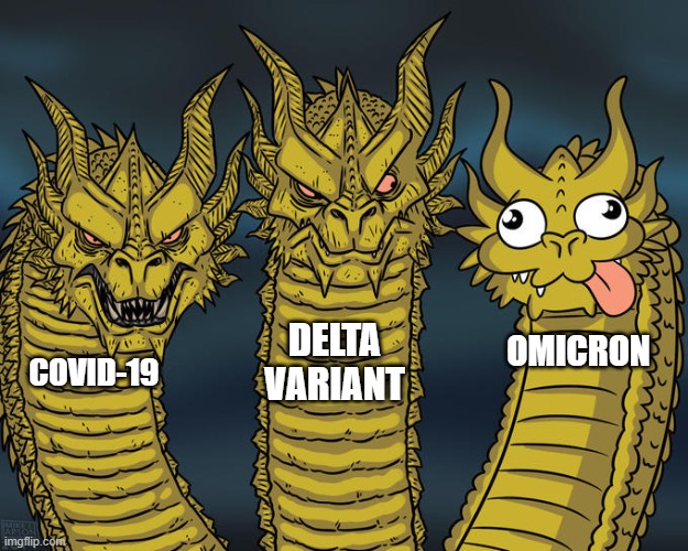Three-headed Dragon | DELTA
VARIANT; OMICRON; COVID-19 | image tagged in three-headed dragon | made w/ Imgflip meme maker