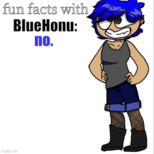 fun facts with bluehonu | no. | image tagged in fun facts with bluehonu | made w/ Imgflip meme maker