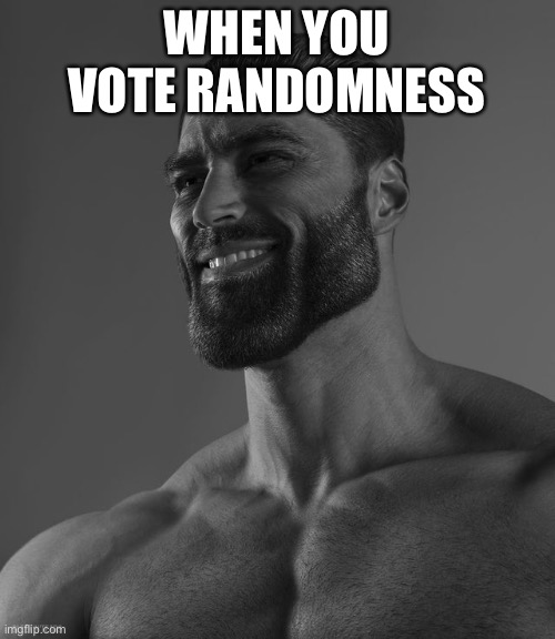 Giga Chad | WHEN YOU VOTE RANDOMNESS | image tagged in giga chad | made w/ Imgflip meme maker