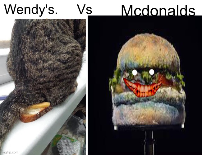 Wendys vs mcdonalds, but nit really | Wendy's.     Vs; Mcdonalds | image tagged in food,yum | made w/ Imgflip meme maker