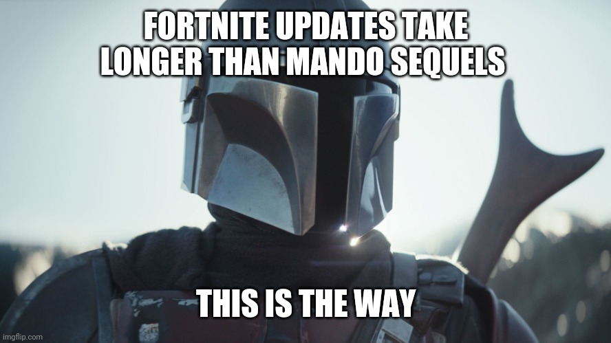 The Mandalorian. | FORTNITE UPDATES TAKE LONGER THAN MANDO SEQUELS; THIS IS THE WAY | image tagged in the mandalorian | made w/ Imgflip meme maker