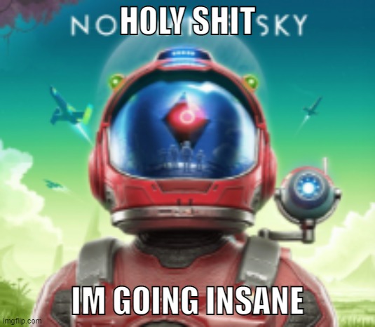 no man's sky among us reference????????????? | HOLY SHIT; IM GOING INSANE | image tagged in amogus | made w/ Imgflip meme maker