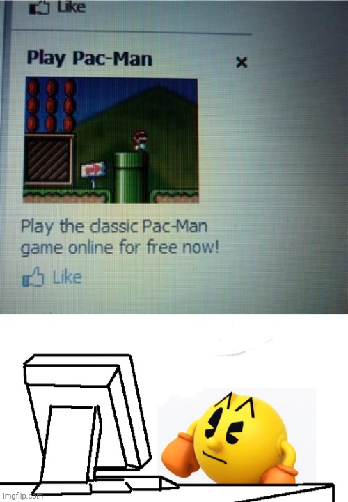 Not Pac-Man, lol | image tagged in pac-man confused,super mario,pac-man,gaming,memes,you had one job | made w/ Imgflip meme maker