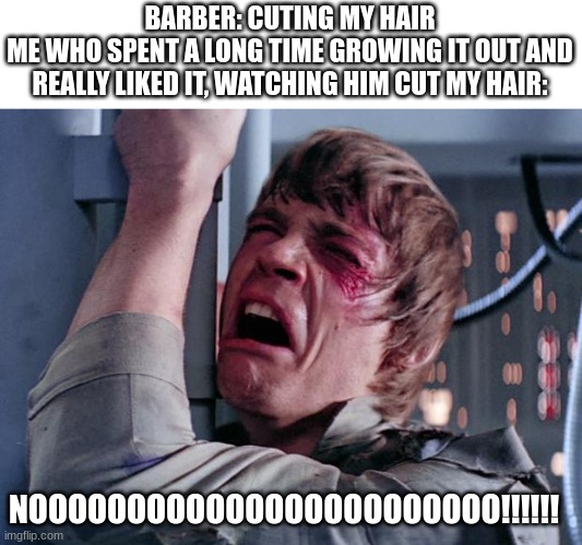 NOOOOOOOOOOOOOOOOOOOOOOOOOOOOOOOOOOOOOOOOOOOOOOOOOOOOOOOOOOOOOOOOOOOOOO | BARBER: CUTING MY HAIR
ME WHO SPENT A LONG TIME GROWING IT OUT AND REALLY LIKED IT, WATCHING HIM CUT MY HAIR:; NOOOOOOOOOOOOOOOOOOOOOOOO!!!!!! | image tagged in luke nooooo,barber,haircut,hair | made w/ Imgflip meme maker